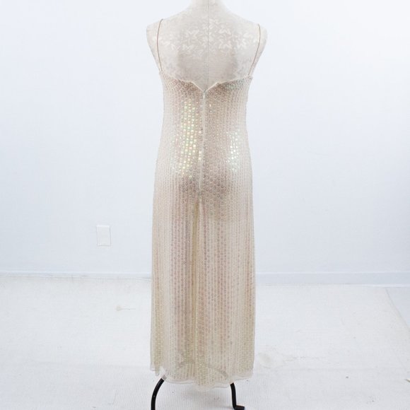 SOLD Dress Vintage 90s Genny Prada 4 Silk Hologram Sequin Formal Wedding Gown - Picture 8 of 15